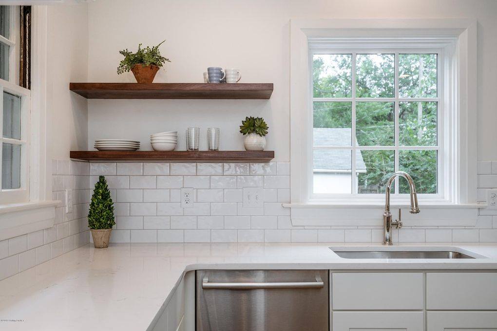 Custom White Cabinets in Kitchen Nook View of Shelving